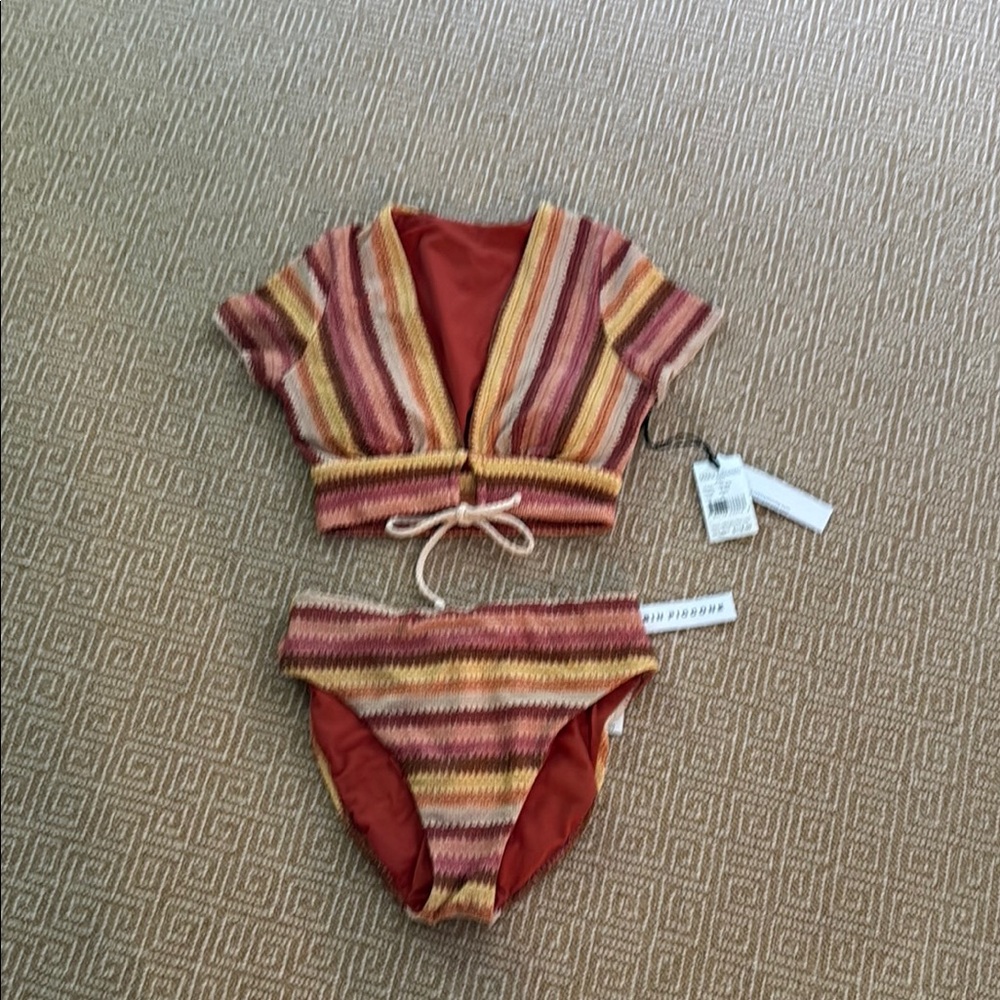 Robin Piccone Multicolor Striped Bikini Set